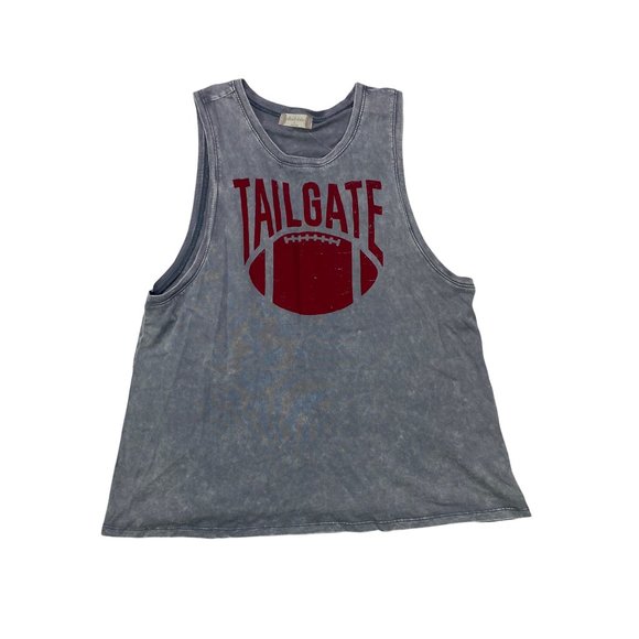 Altar'd State Tank Top Womens Size L Tail Gate Football Vintage Gray Shirt - Picture 1 of 10